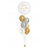 Ballonbouquet L – Love is in the Air (90 cm) Gold Silber Konfetti