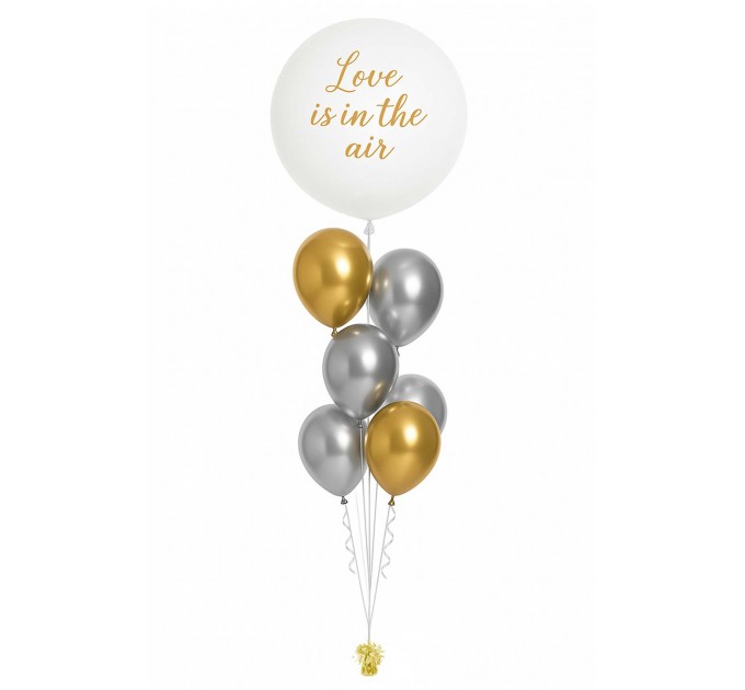 Ballonbouquet L – Love is in the Air (90 cm) Gold Silber