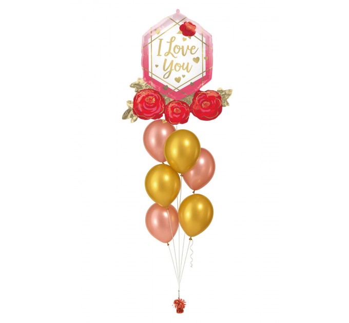 Ballonbouquet L – I Love You mit Rosen (76x71 cm)