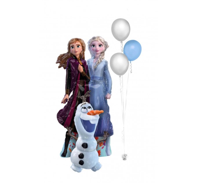 Frozen 2 Ballon mit Elsa, Anna & Olaf – Stehende Ballondeko mit Heliumballons