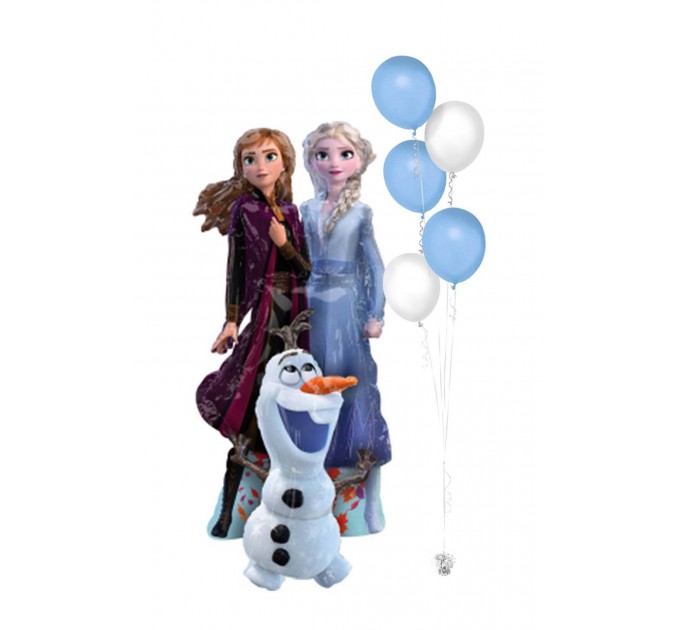 Frozen 2 Ballon mit Elsa, Anna & Olaf – Stehende Ballondeko mit Heliumballons