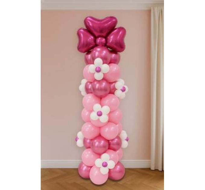 Ballonsäule mit Stange (180 cm) und Herz-Schleife Folienballon (45 cm)