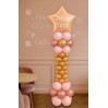 Ballonsäule mit Stange (180 cm) und Stern Folienballon (45 cm) mit Text