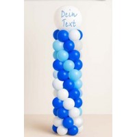 Ballondeko Säule Blau/Weiß (200 cm + Wunschtext)
