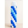 Ballonsäule mit Stange (200 cm) und großem Latexballon in Blau/Weiß mit Wunschtext