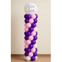 Ballondeko Säule Rosa/Lila (200 cm + Wunschtext)