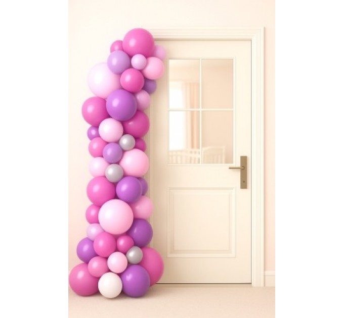 Ballonsäule mit Stange (220 cm) aus Latexballons in Pink und Lila