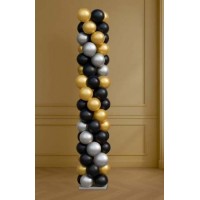 Ballondeko Säule Schwarz/Gold/Silber (200 cm)