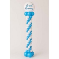 Ballondeko Säule Blau/Weiß (200 cm + Wunschtext)