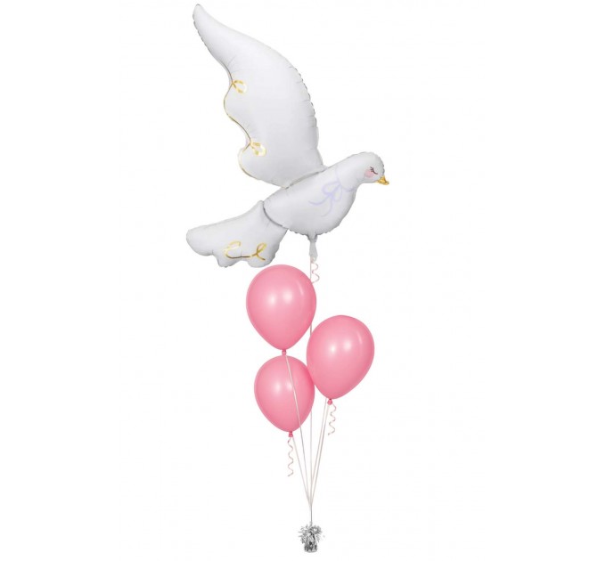 Ballonbouquet zur Taufe mit großer Friedenstaube (80x100 cm)