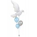 Ballonbouquet zur Taufe mit großer Friedenstaube (80x100 cm)– Hellblau & Silber