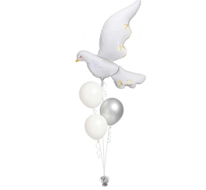 Ballonbouquet zur Taufe mit großer Friedenstaube (80x100 cm)