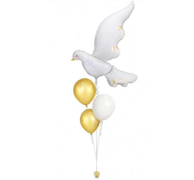 Ballonbouquet zur Taufe mit großer Friedenstaube (80x100 cm)