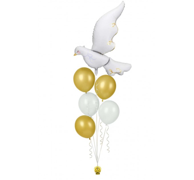 Ballonbouquet zur Taufe mit großer Friedenstaube (80x100 cm)