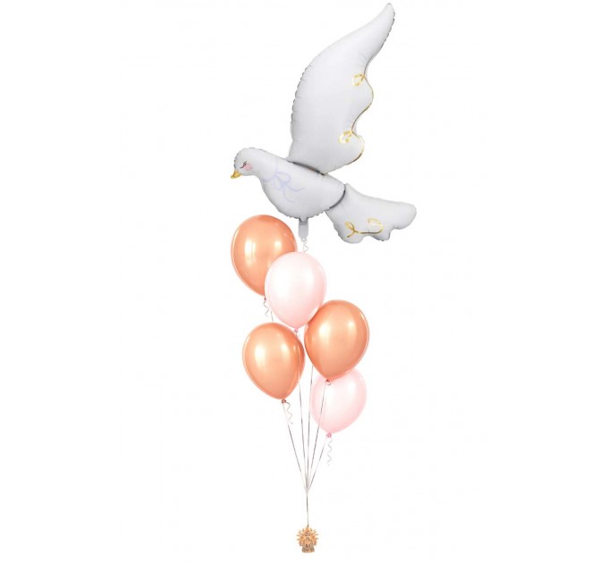 Ballonbouquet zur Taufe mit großer Friedenstaube (80x100 cm)