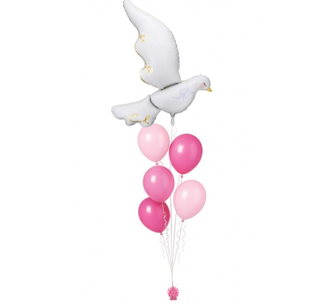 Ballonbouquet zur Taufe mit großer Friedenstaube (80x100 cm)