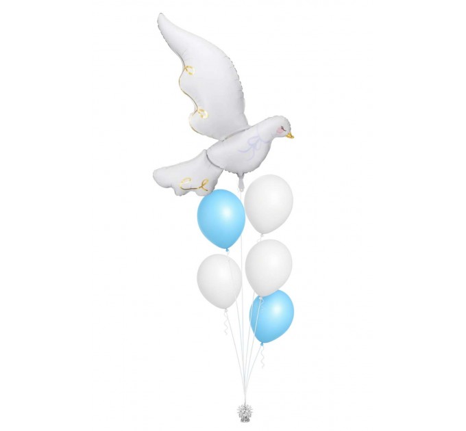 Ballonbouquet zur Taufe mit großer Friedenstaube (80x100 cm)