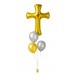 Ballonbouquet zur Taufe oder Hochzeit – Kreuz (103 cm) + 3 Ballons