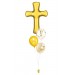Ballonbouquet zur Taufe oder Hochzeit – Kreuz (103 cm) + 3 Ballons