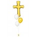 Ballonbouquet zur Taufe oder Hochzeit – Kreuz (103 cm) + 3 Ballons