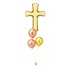 Ballonbouquet zur Taufe oder Hochzeit – Kreuz (103 cm) + 3 Ballons