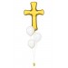 Ballonbouquet zur Taufe oder Hochzeit – Kreuz (103 cm) + 3 Ballons