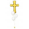 Ballonbouquet zur Taufe oder Hochzeit – Kreuz (103 cm) + 3 Ballons