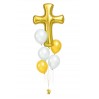 Ballonbouquet zur Taufe zu anderen religiösen Anlässen  – Kreuz (103 cm) + 5 Ballons