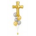 Ballonbouquet zur Taufe oder Hochzeit – Kreuz (103 cm) + 5 Ballons