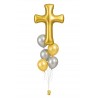 Ballonbouquet zur Taufe oder Hochzeit – Kreuz (103 cm) + 5 Ballons