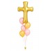 Ballonbouquet zur Taufe oder Hochzeit – Kreuz (103 cm) + 5 Ballons