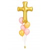 Ballonbouquet zur Taufe oder Hochzeit – Kreuz (103 cm) + 5 Ballons