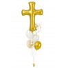Ballonbouquet zur Taufe oder Hochzeit – Kreuz (103 cm) + 5 Ballons